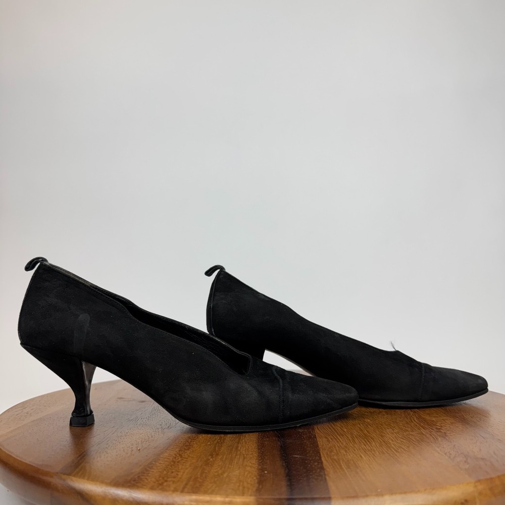 Womens Claude‎ Montana by Stephane Kelian Vintage Black Suede Pumps Size 7.5